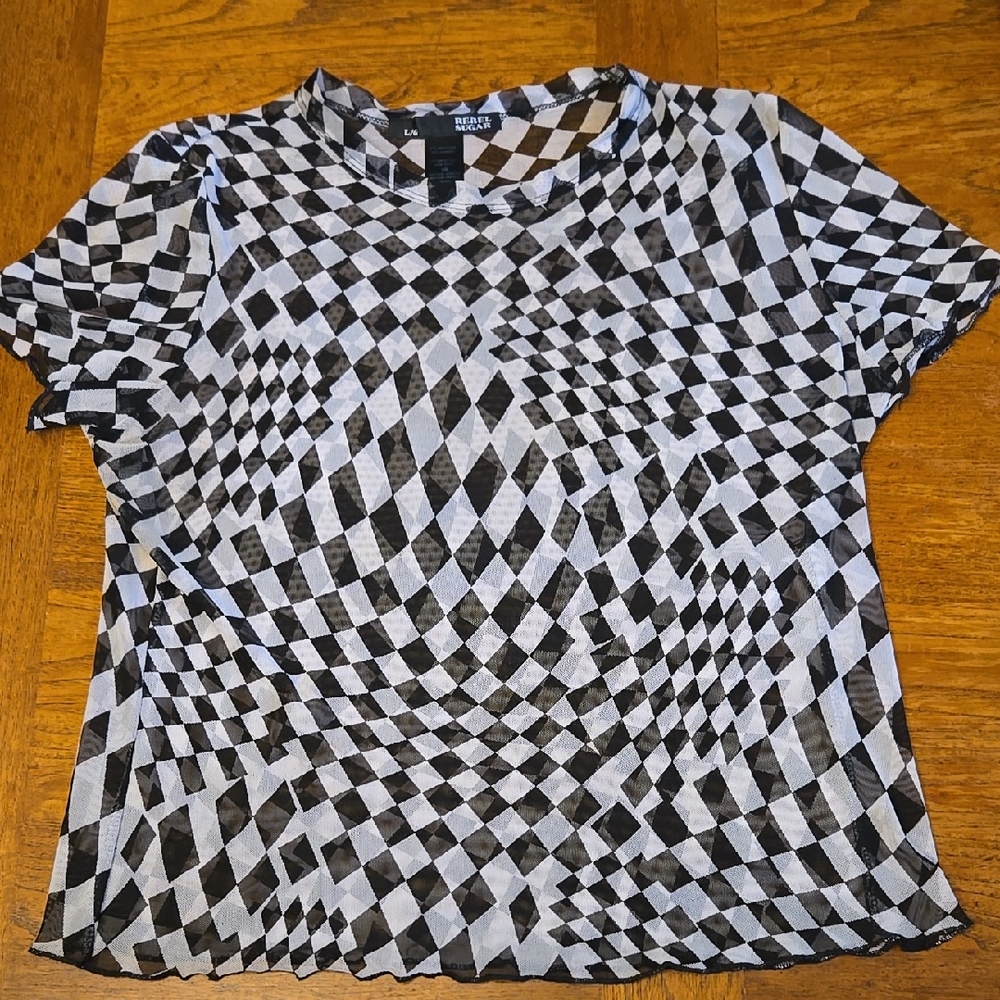 Sheer Checkered Trippy Tee